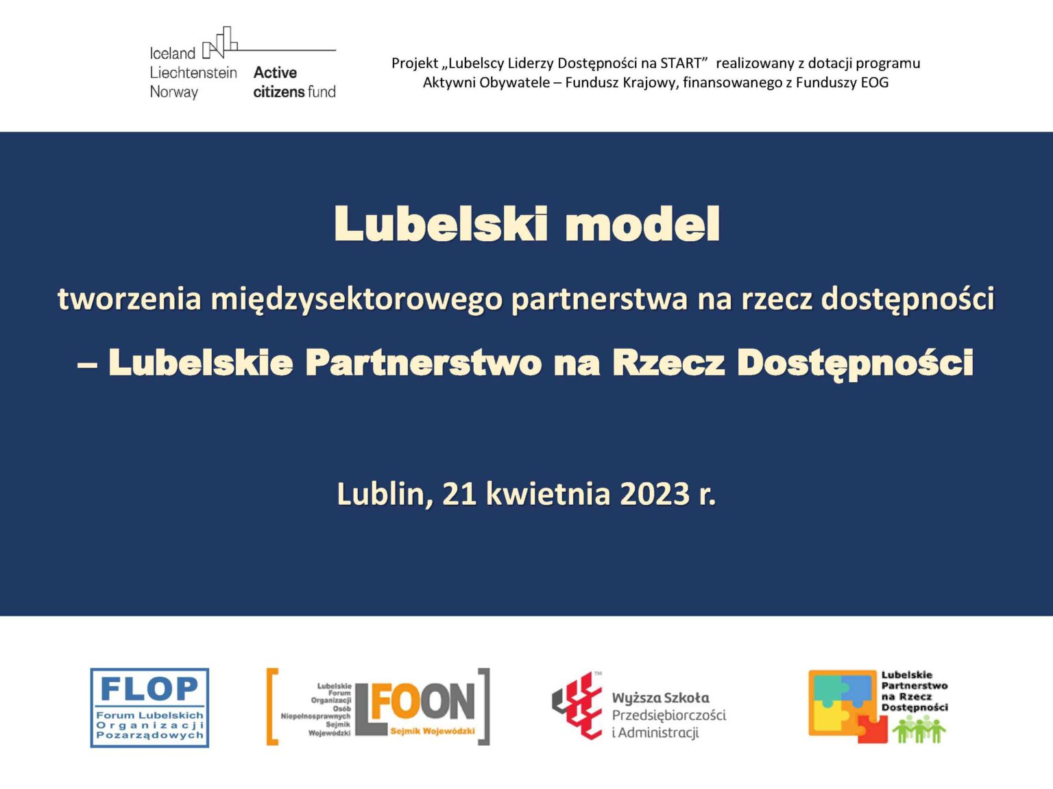 Posiedzenie Lubelskiego Partnerstwa na Rzecz Dostępności w dniu 21 kwietnia 2023 r. w Wyższej Szkole Przedsiębiorczości i Administracji w Lublinie