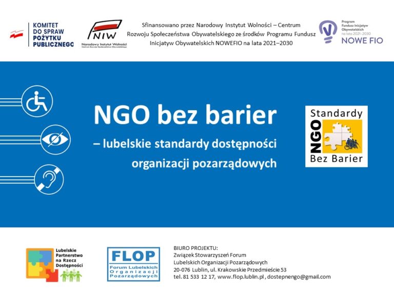 Plakat szkolenia "NGO bez barier - lubelskie standardy dostępności organizacji pozarządowych"