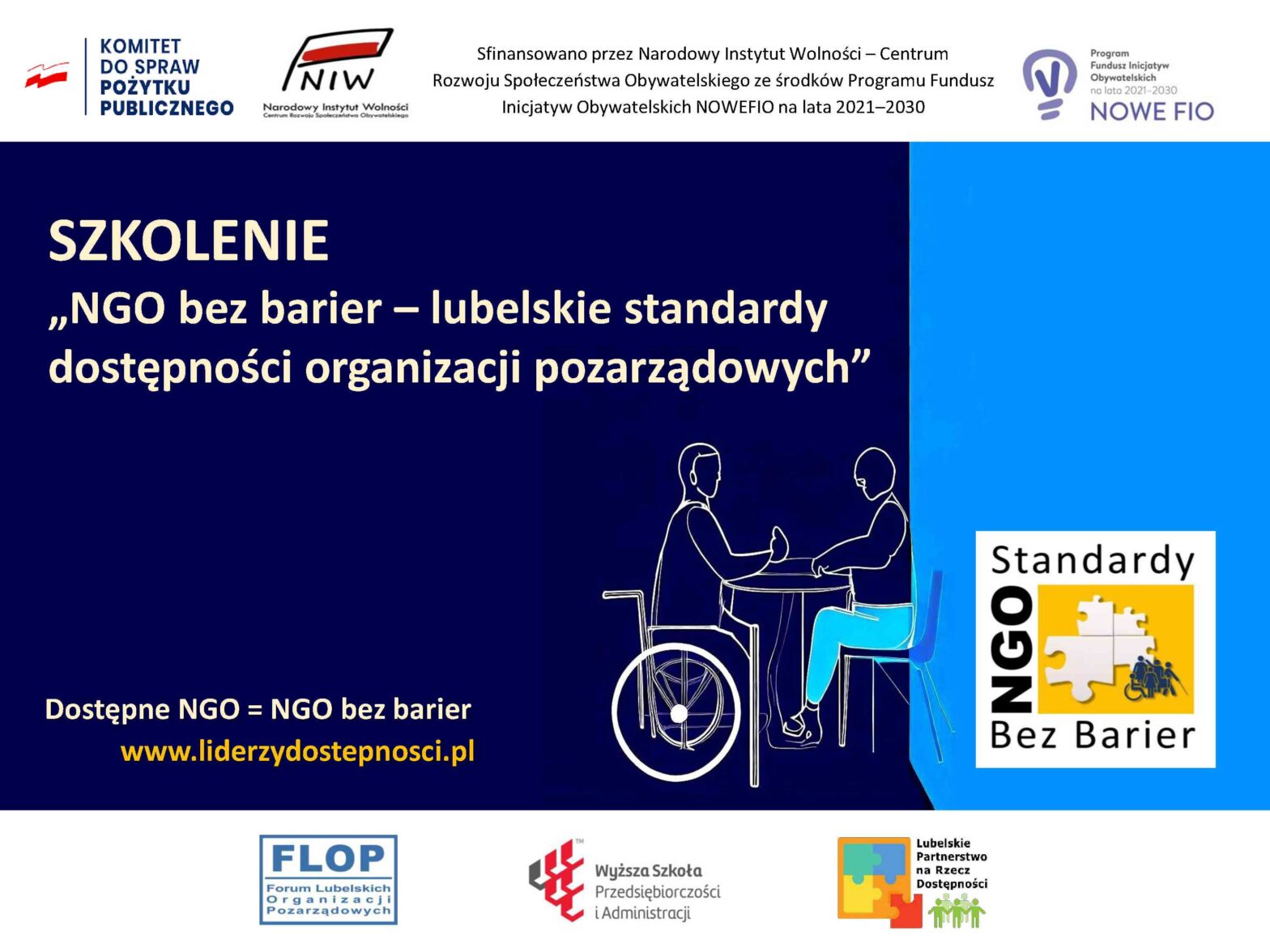 Plakat: Szkolenie "NGO bez barier - lubelskie standardy dostępności organizacji pozarządowych"