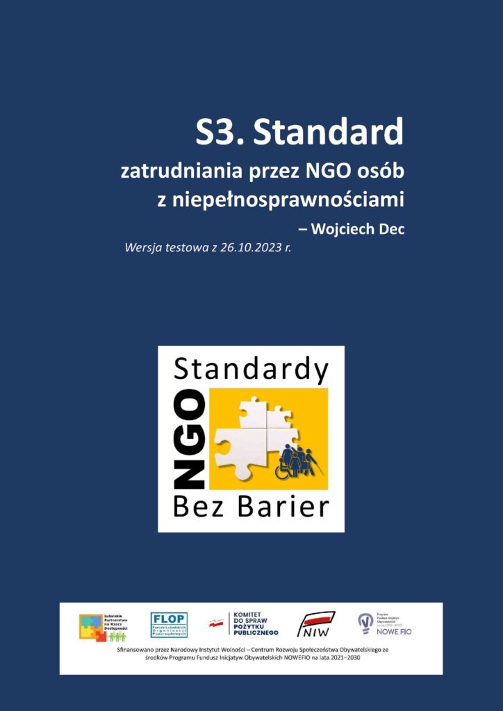 Okładka S3. Standard zatrudniania przez NGO osób z niepełnosprawnościami