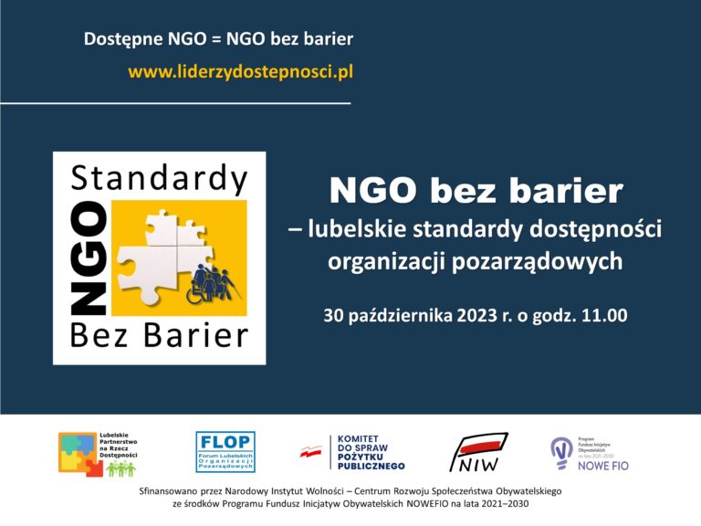 Zaproszenie na webinarium "NGO bez barier - lubelskie standardy dostępności organizacji pozarządowych"