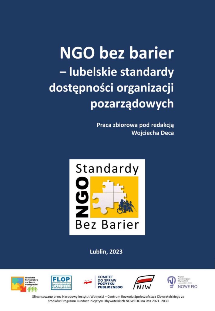 Okładka raportu: „NGO bez barier – lubelskie standardy dostępności organizacji pozarządowych”