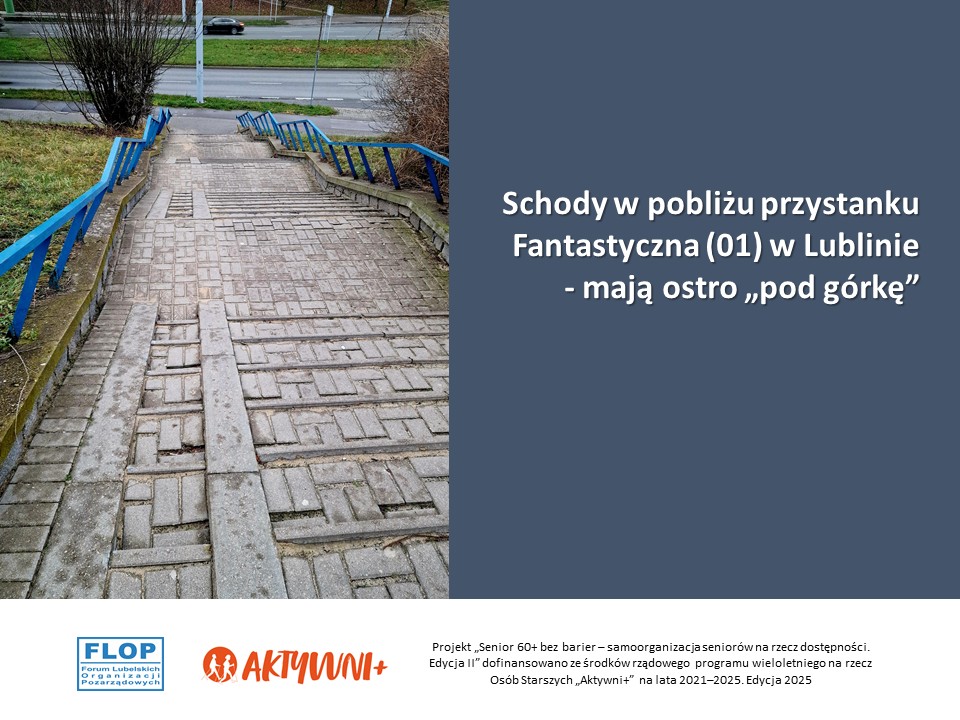 Schody w pobliżu przystanku Fantastyczna (01) w Lublinie – mają „ostro pod górkę”